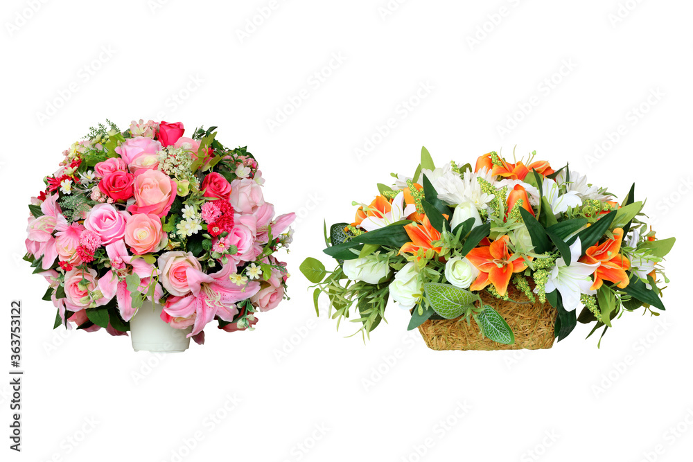 Fototapeta premium beautiful artificial flower in vase on white
