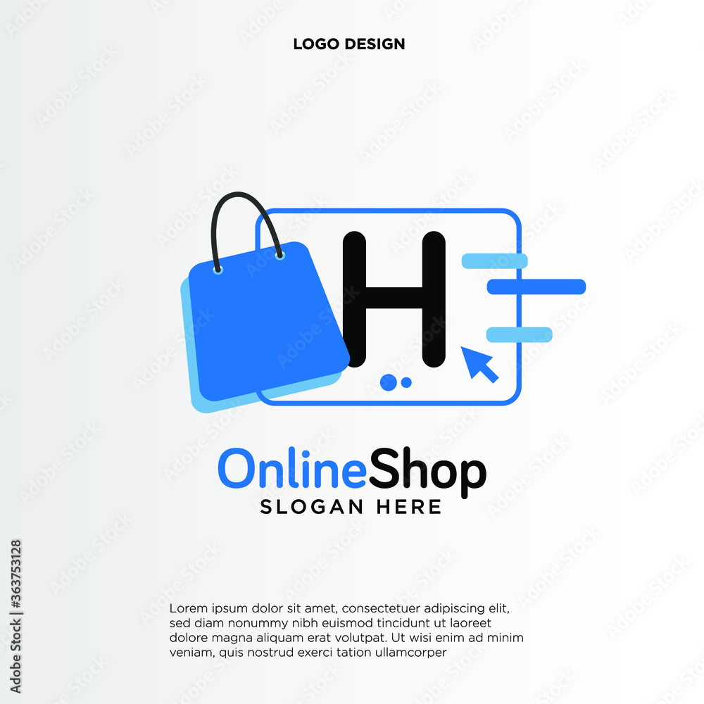 Initial H Shop Logo designs Template. Illustration vector graphic of letter G and shop bag combination logo design concept. Perfect for Ecommerce,sale, discount or store web element. Company emblem