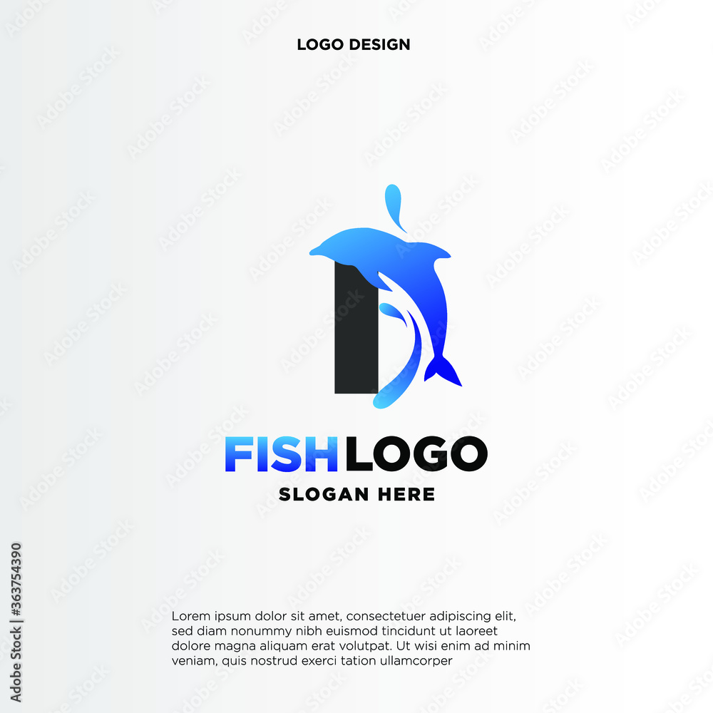 Dolphin Initial I Logo Template Dolphin Initial I Logo Template