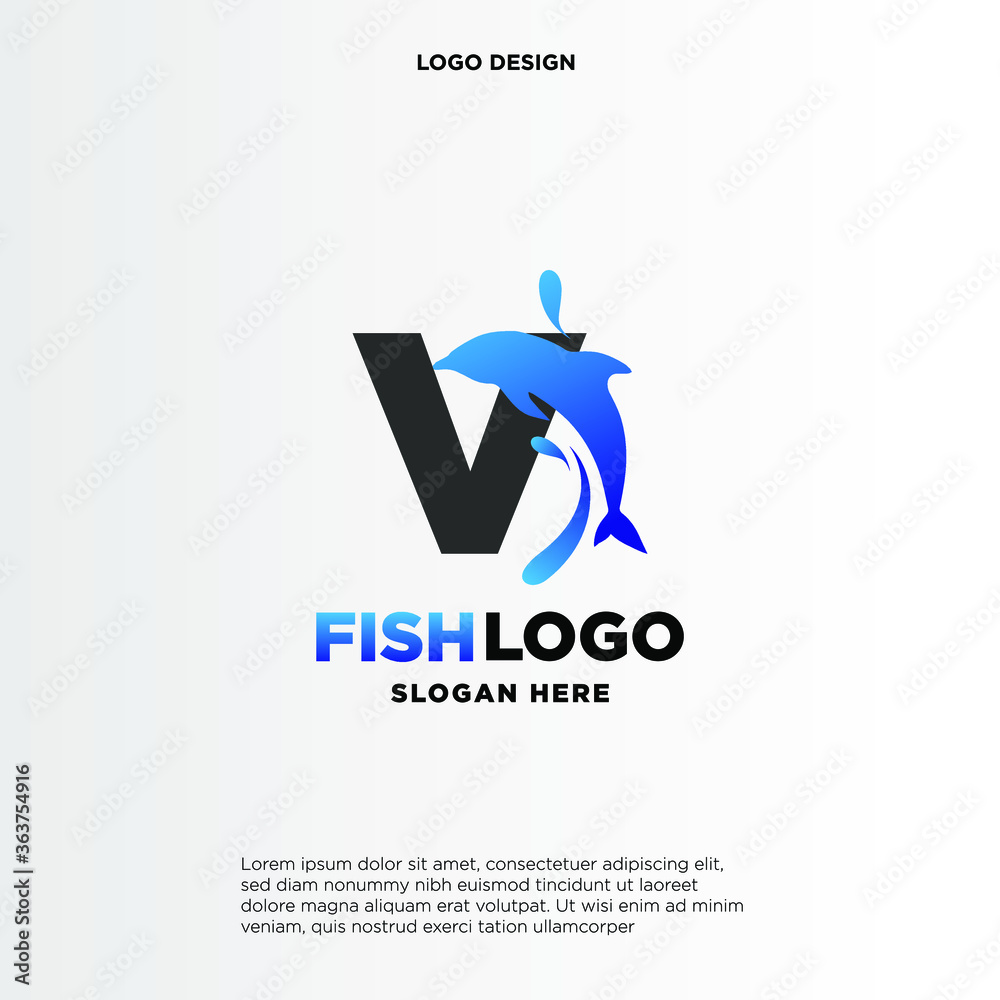 Dolphin Initial V Logo Template Dolphin Initial V Logo Template