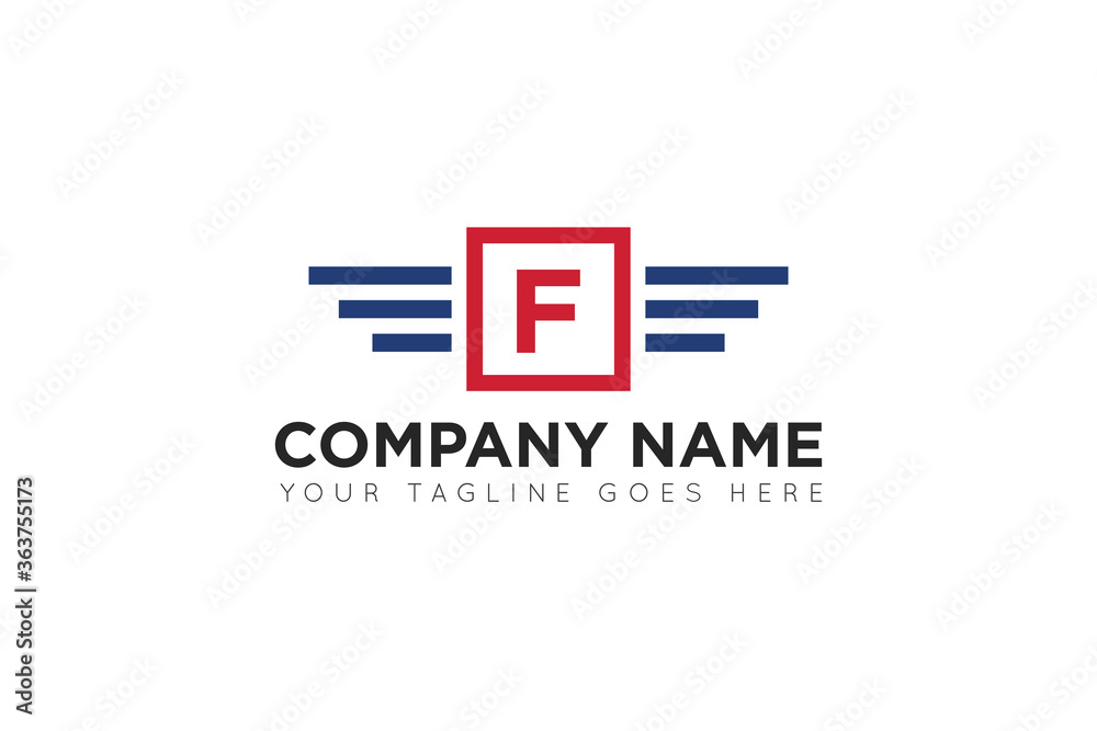 Fototapeta premium initial letter f wing speed logo, icon, symbol vector illustration design template