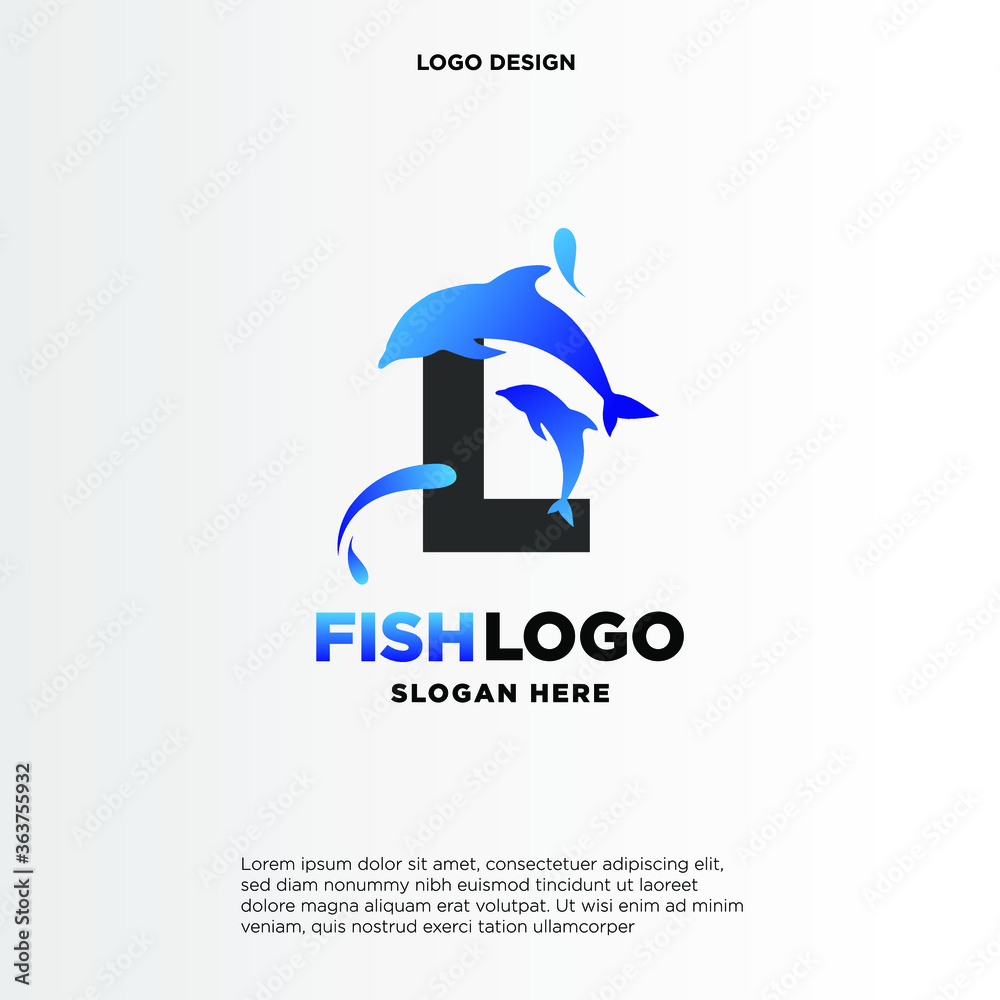 Dolphin Initial L Logo Template Dolphin Initial L Logo Template