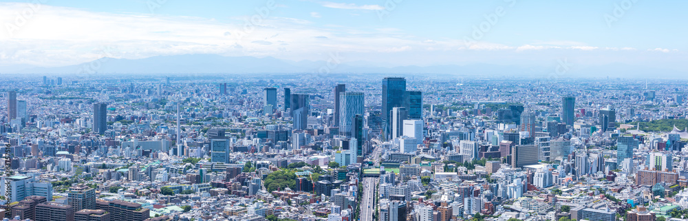 (東京都-風景パノラマ)青空と渋谷方面風景５