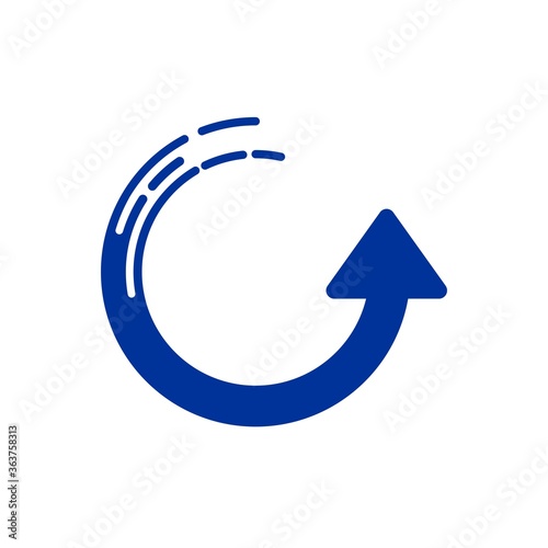 The arrow is the movement of the process. Vector icon isolated on white background.