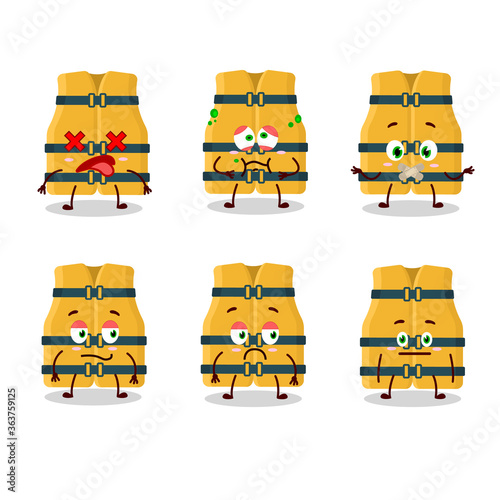 Life vest cartoon character with nope expression