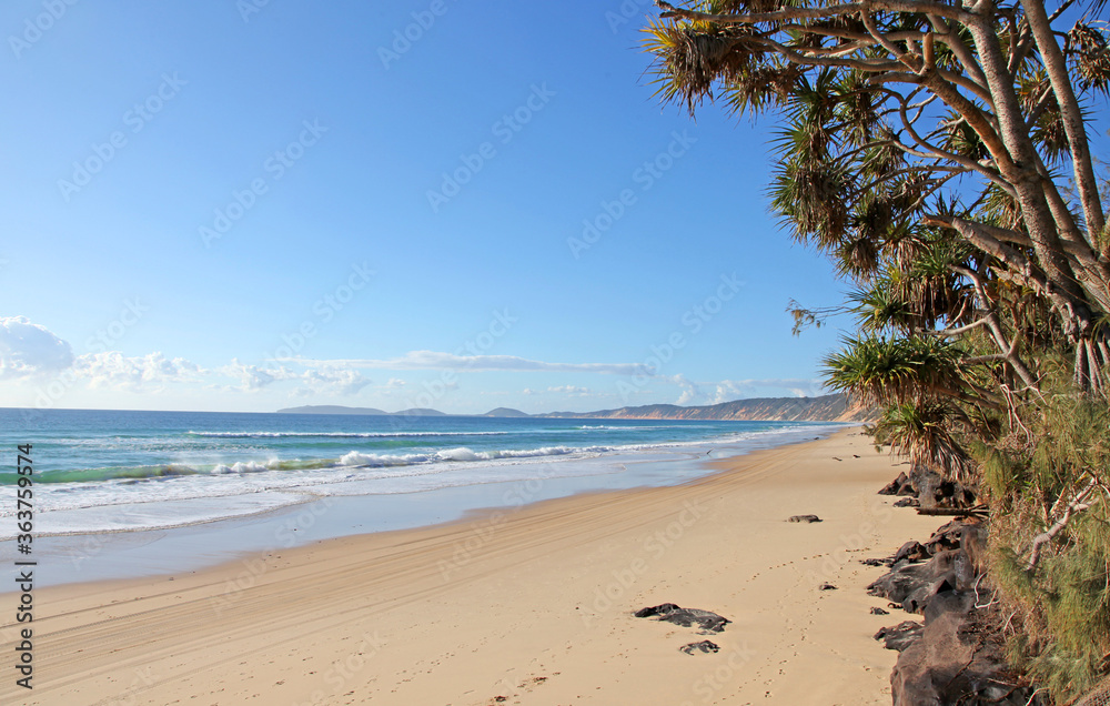 World famous Rainbow Beach, North Queensland, beautiful blue skys and pristine sands. Beach driving allowed. World famous Rainbow Beach, North Queensland, beautiful blue skys and pristine sands. Beach driving allowed.