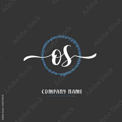 O S OS Initial handwriting and signature logo design with circle. Beautiful design handwritten logo for fashion, team, wedding, luxury logo.