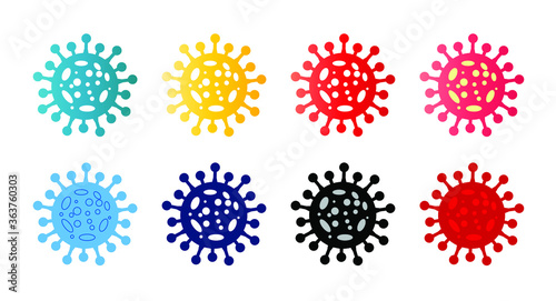 Coronavirus. Multiple color icons set. COVID-2019. Outbreak coronavirus. Pandemic, medical, healthcare, Corona virus 2019-nCoV. Vector illustration.