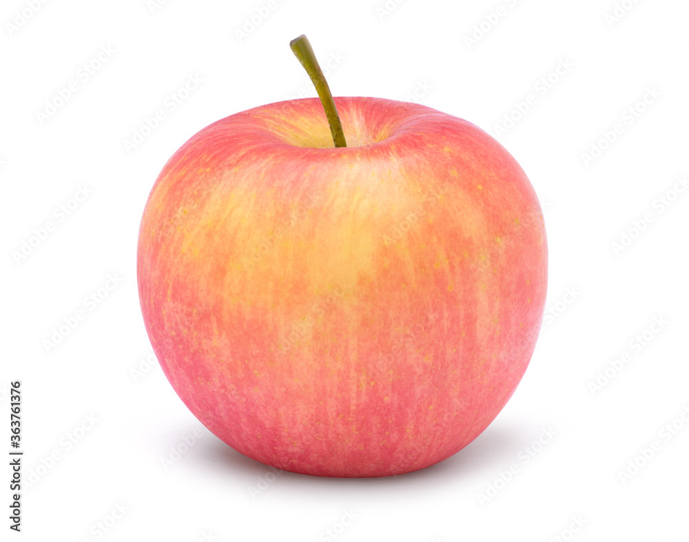 Closeup pink fuji apple isolated on white background. Clipping path. Full depth of field. Closeup pink fuji apple isolated on white background. Clipping path. Full depth of field.