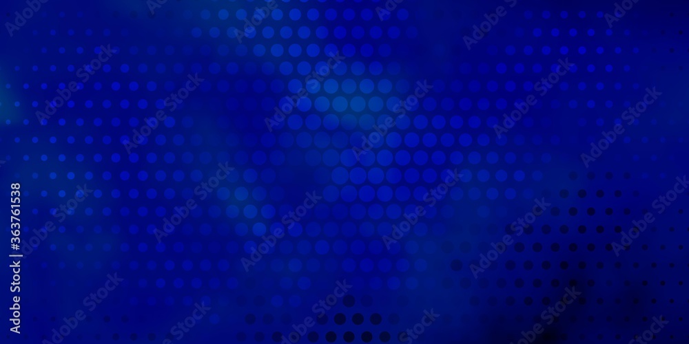 Dark BLUE vector template with circles. Illustration with set of shining colorful abstract spheres. Pattern for wallpapers, curtains.