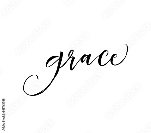 Grace ink brush vector lettering. Modern slogan handwritten vector calligraphy. Black paint lettering isolated on white background. Postcard, greeting card, t shirt decorative print.