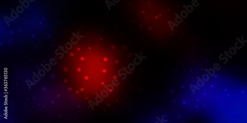 Dark Red vector background with small and big stars. Modern geometric abstract illustration with stars. Theme for cell phones.