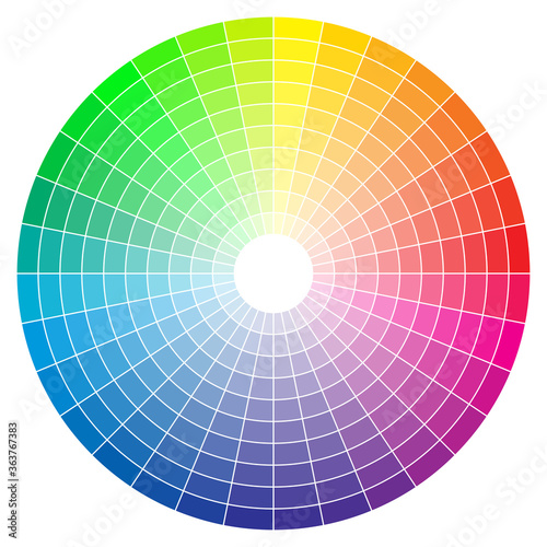 Color spectrum abstract wheel, colorful diagram background. Color wheel isolated on white background.
