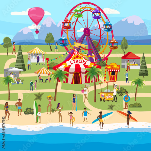 Amusement park outdoor coast sea ocean festival Curcus tent Ferris Wheel Tents Canopy