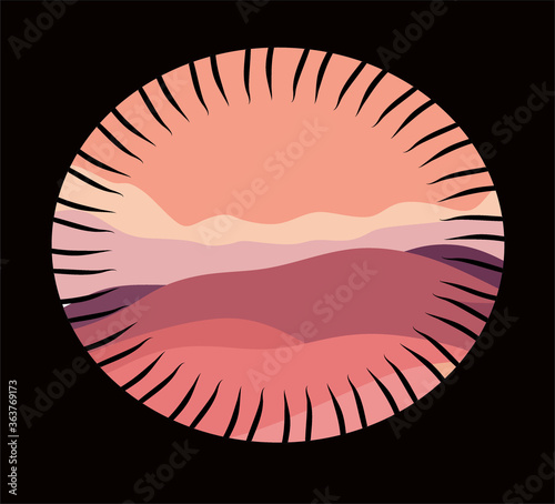 This vector shows the view from the worm's jaw to the desert.