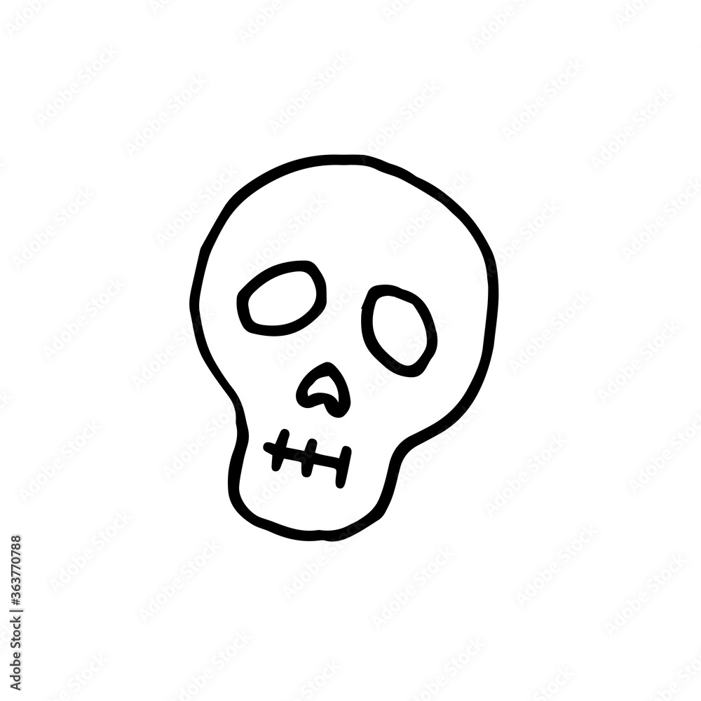 doodle illustration skull halloween
