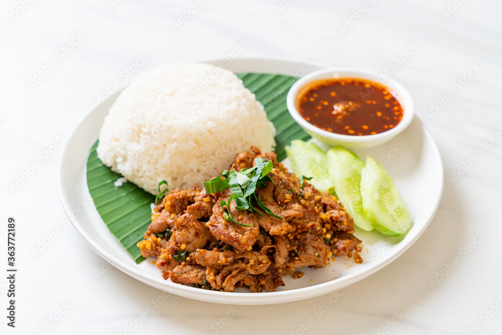 spicy grilled pork with rice spicy grilled pork with rice