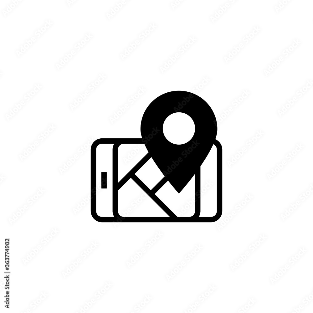 Phone GPS vector icon in black flat glyph, filled style isolated on white background Phone GPS vector icon in black flat glyph, filled style isolated on white background