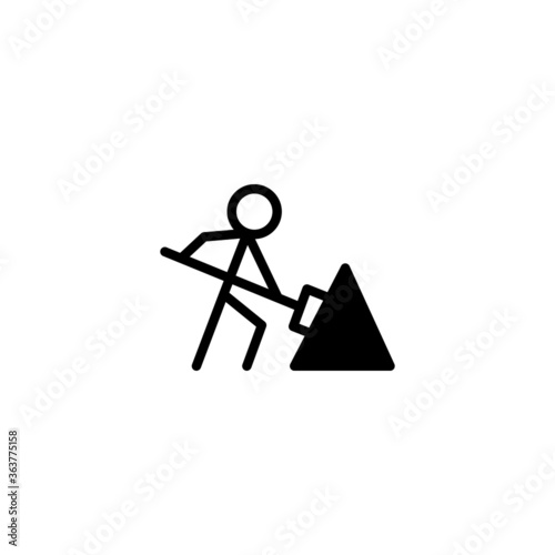 Road Construction icon in black flat glyph, filled style isolated on white background