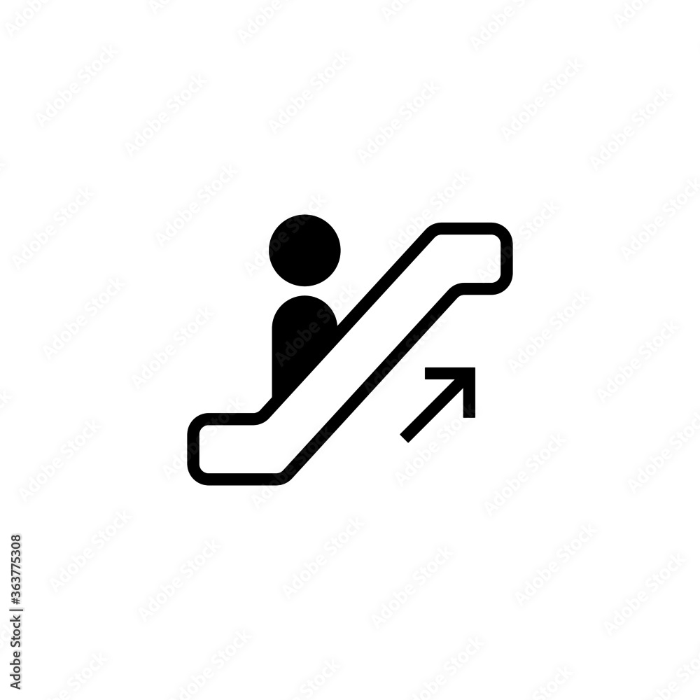 Escalator vector icon in black flat glyph, filled style isolated on white background Escalator vector icon in black flat glyph, filled style isolated on white background