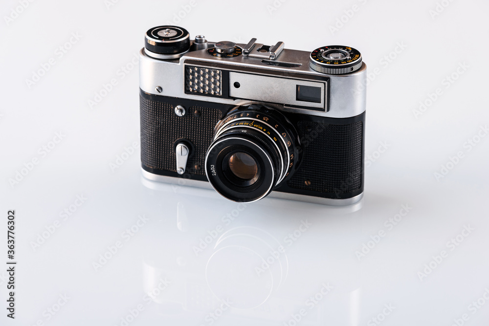 Retro film photo camera, old vintage camera