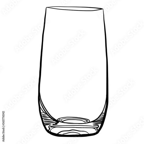 Empty glass hiball tumbler hand drawn vector illustration isolated on white background 