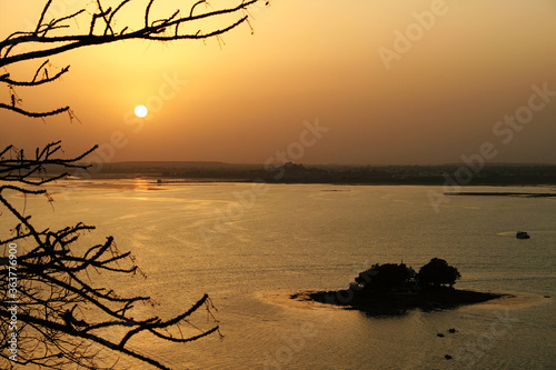 Beautiful sunset on the upper lake, Bhopal, Madhya Pradesh, India. photo