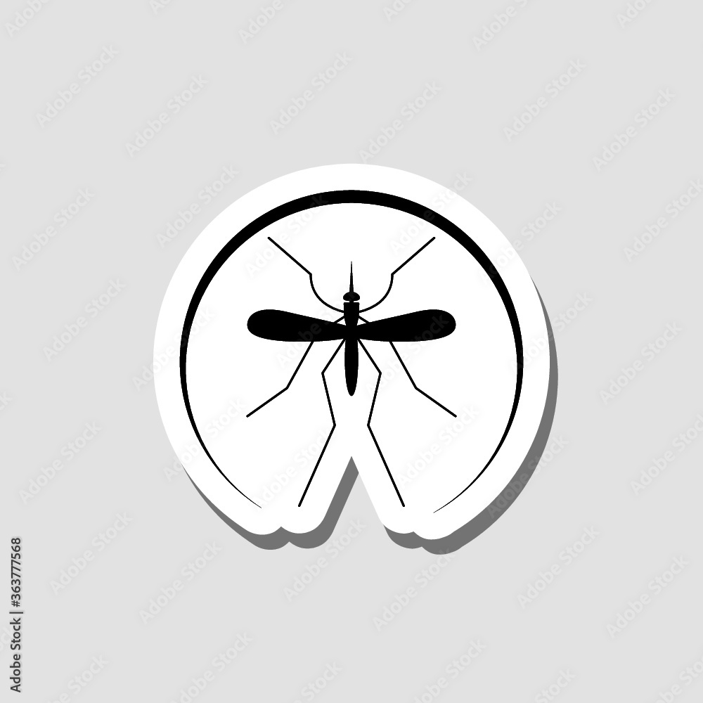 Mosquito sticker icon isolated on gray background Mosquito sticker icon isolated on gray background