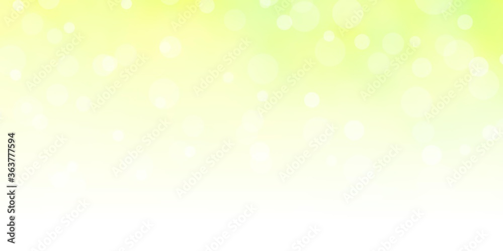 Light Green, Yellow vector background with circles. Glitter abstract illustration with colorful drops. Pattern for booklets, leaflets. Light Green, Yellow vector background with circles. Glitter abstract illustration with colorful drops. Pattern for booklets, leaflets.