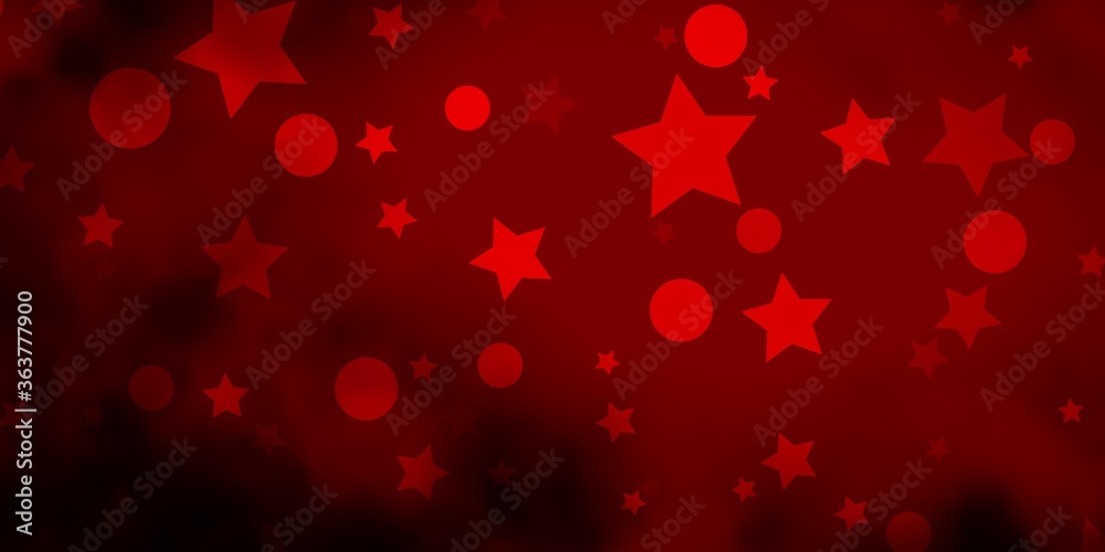 Dark Red vector template with circles, stars. Illustration with set of colorful abstract spheres, stars. Design for textile, fabric, wallpapers.