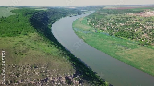 Wallpaper Mural Majestic aerial drone flight over river Dniester. Moldova republic of. 4K Torontodigital.ca