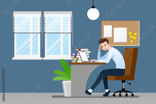Businessman with a gestures facepalm emotion. Office people had a headache, disappointment or shame from work. Vector illustration concept design.