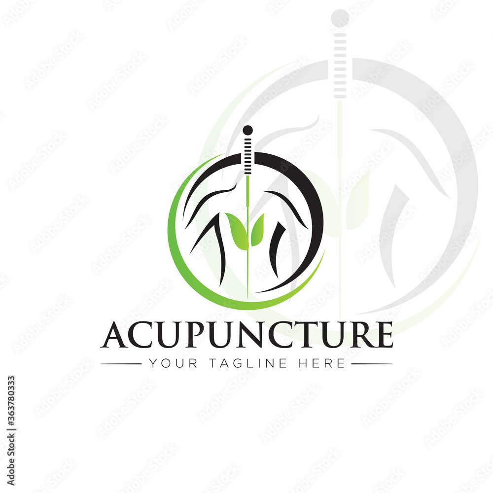 Fotografie logo acupuncture, creative body and needle vector