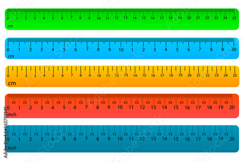 Plastic rulers different colors 