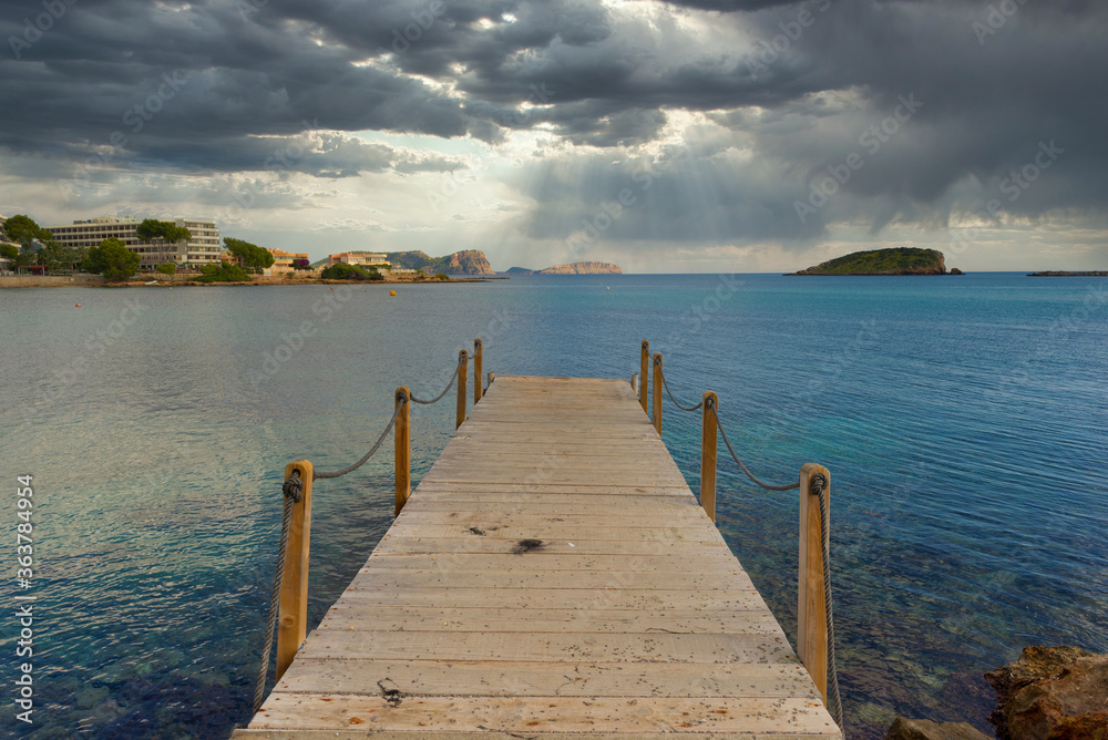 The coast of Des Canar in Ibiza, Balearic Islands