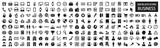 Simple black and white icon set for business