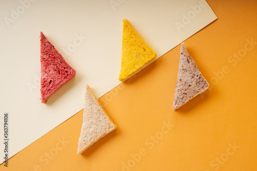 Triangle home made organic sliced bread.