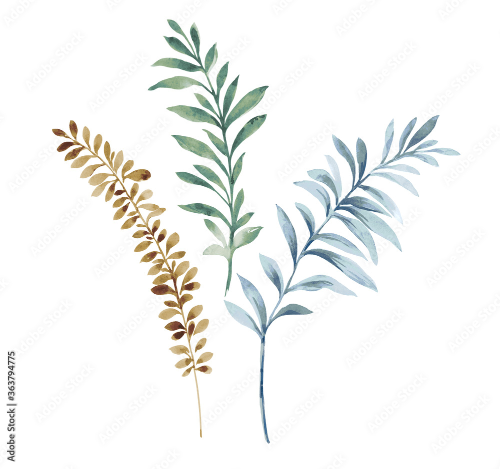 Fototapeta premium Watercolor illustration of leaves.Manual composition.Design for cover, fabric, textile, wrapping paper .