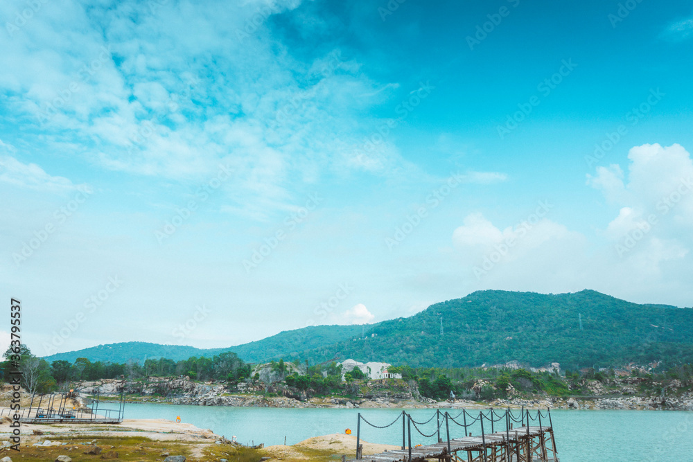 Green Lake (local name is Ho Da Xanh) look like the hydraulic painting between Vung Tau, Vietnam