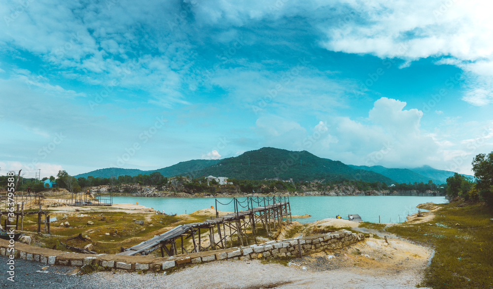 Green Lake (local name is Ho Da Xanh) look like the hydraulic painting between Vung Tau, Vietnam Green Lake (local name is Ho Da Xanh) look like the hydraulic painting between Vung Tau, Vietnam