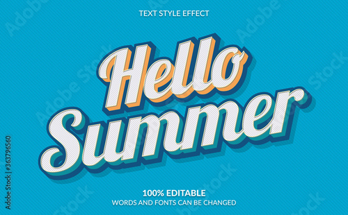 Editable Text Effect, Hello Summer Text Style