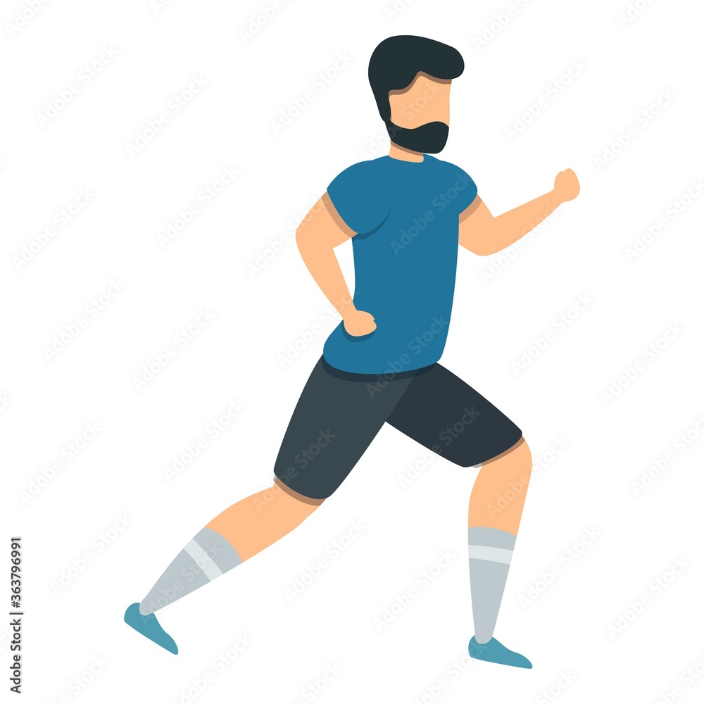 Soccer player running icon. Cartoon of soccer player running vector icon for web design isolated on white background Soccer player running icon. Cartoon of soccer player running vector icon for web design isolated on white background