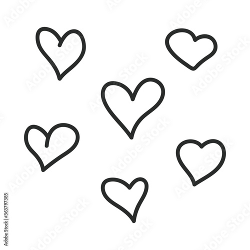 Set of hand-drawn heart sign icons