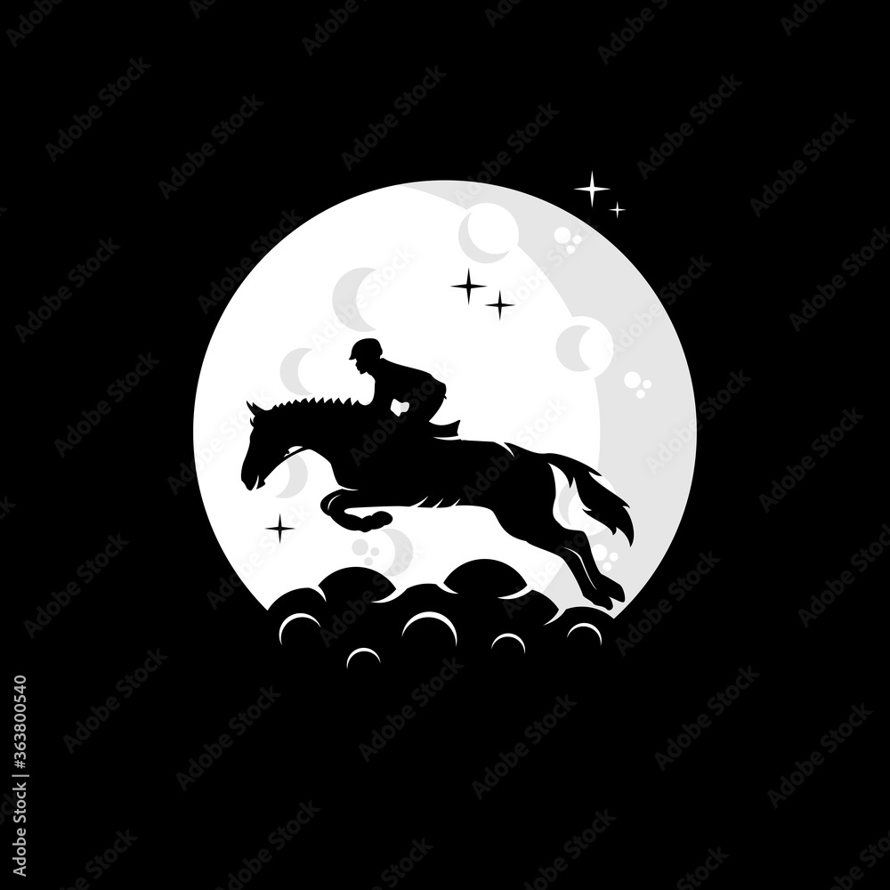 boy riding a horse at night