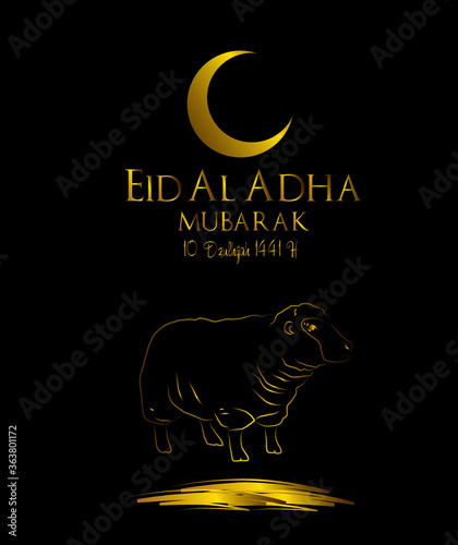 Muslim holiday Eid al-Adha.1441 H the sacrifice a ram. graphic design decoration kurban bayrami. month is mean muslim event 