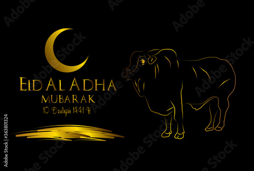 Muslim holiday Eid al-Adha.1441 H the sacrifice a ram. graphic design decoration kurban bayrami. month is mean muslim event 