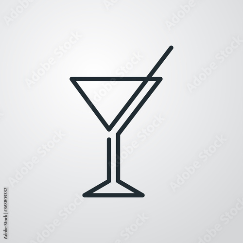 Icono plano lineal cocktail martini en fondo gris