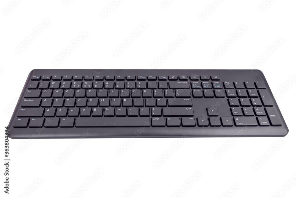 Black Cordless Keyboard isolated on white background.