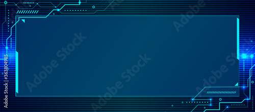 Banner web template design abstract blue technology geometric and connection system electronic circuit background