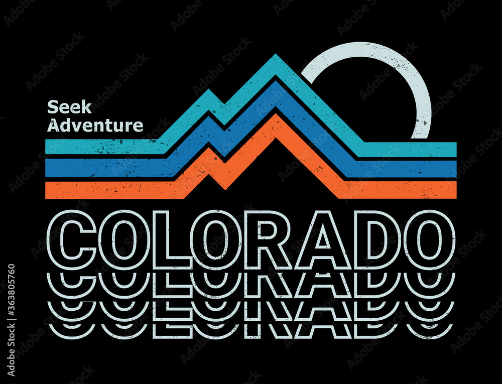Retro colors, line style mountain illustration, Vector graphic for t shirt and other uses. - obrazy, fototapety, plakaty 